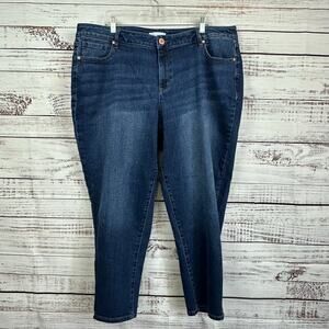 Womens Lane Bryant Dark Wash Denim Low Rise Boyfriend Ankle Jeans Stretch Sz 20